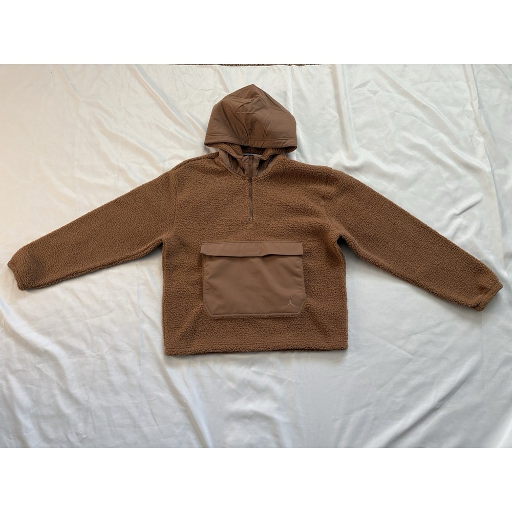 NEW Nike Jordan Flight High-Pile Fleece Pullover Hoodie Brown FV7452 Mens Large - Picture 6 of 13